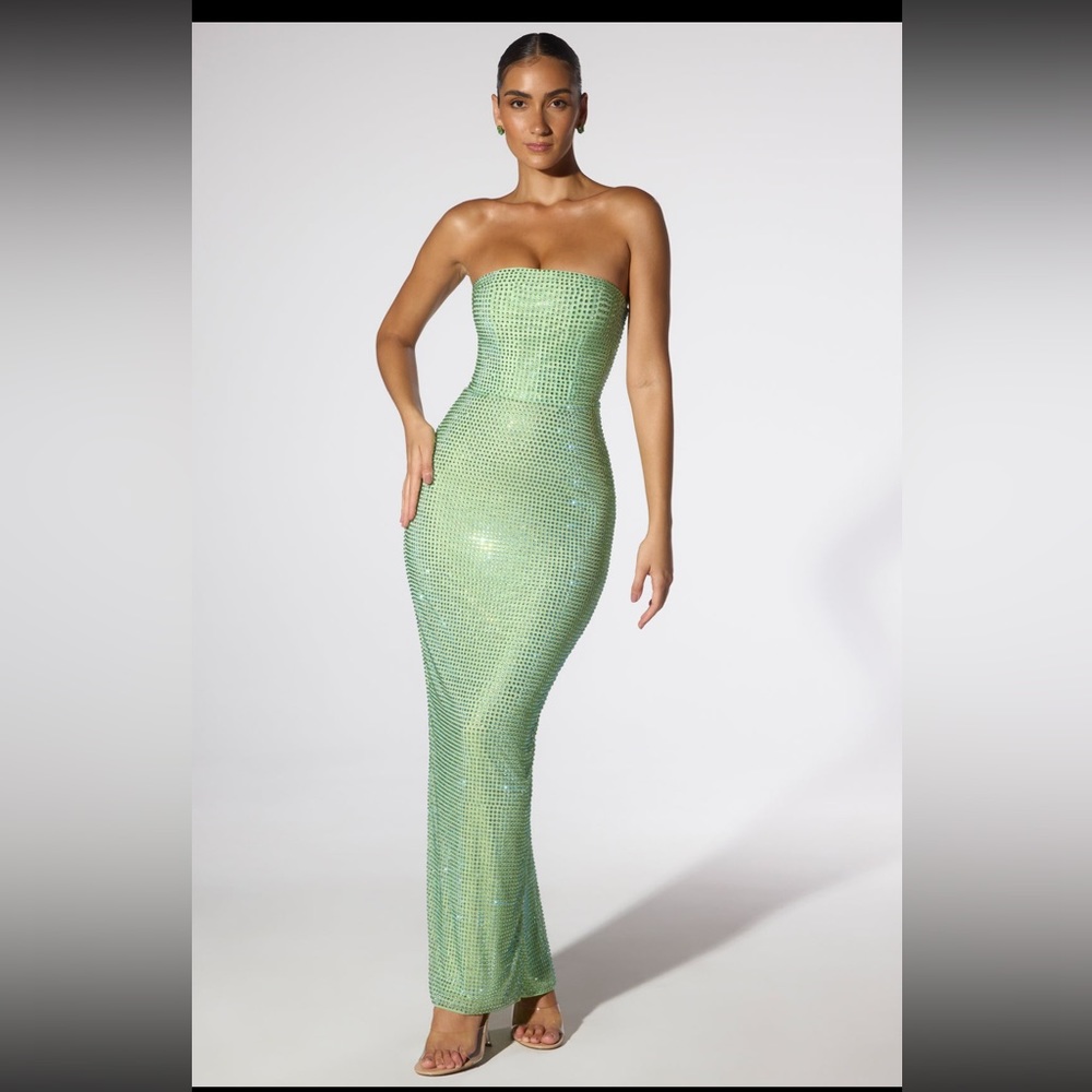 Oh Polly strapless embellished gown.